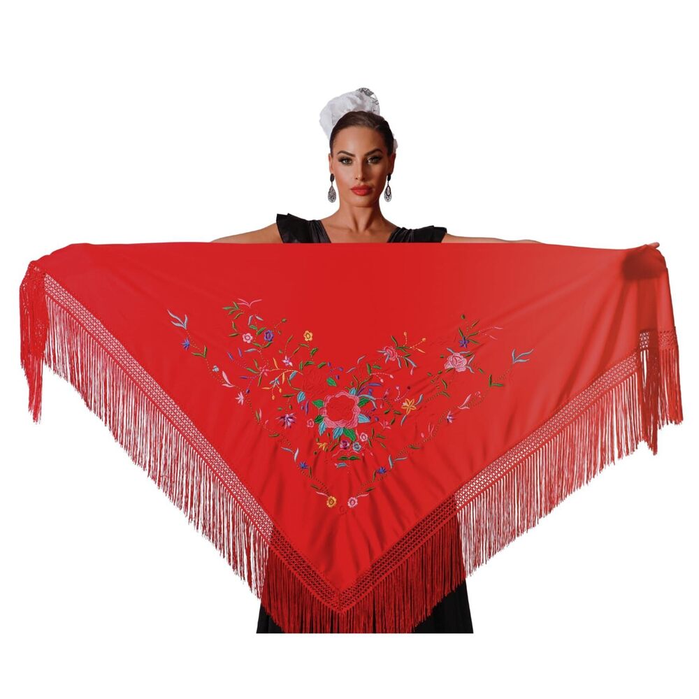 6321 Mantón Flamenco Grande. Medida 75x35cm Sin Contar Los Flecos